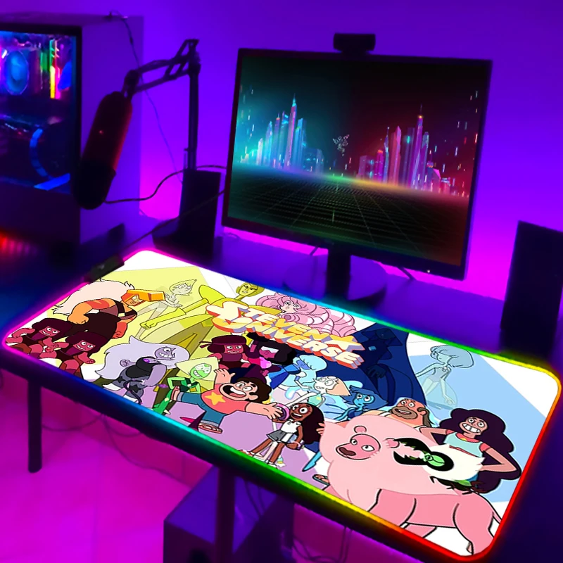 RGB Pc Gaming Computers Steven Universe Computer Mat Anime Accessories Cute Mouse Pad Kawaii Gamer Keyboard 12 - Steven Universe Store